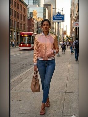 Pinko Bomber Pink Size 4  70's Inspire, Farrah Fawcett  Chic.
